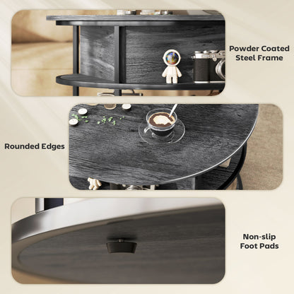 Lift Top Coffee Table, Round Coffee Table with Hidden Storage, Grey