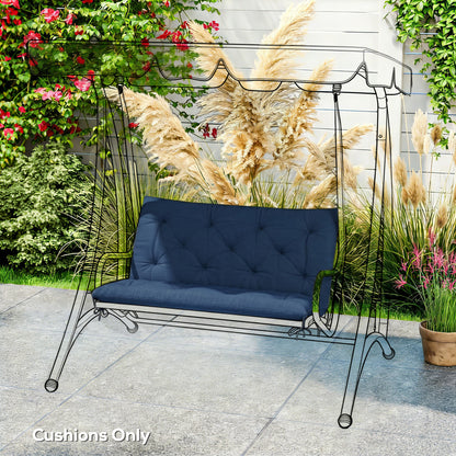 2 Seater Bench Pad, Chair Cushion with Back and Ties, Dark Blue