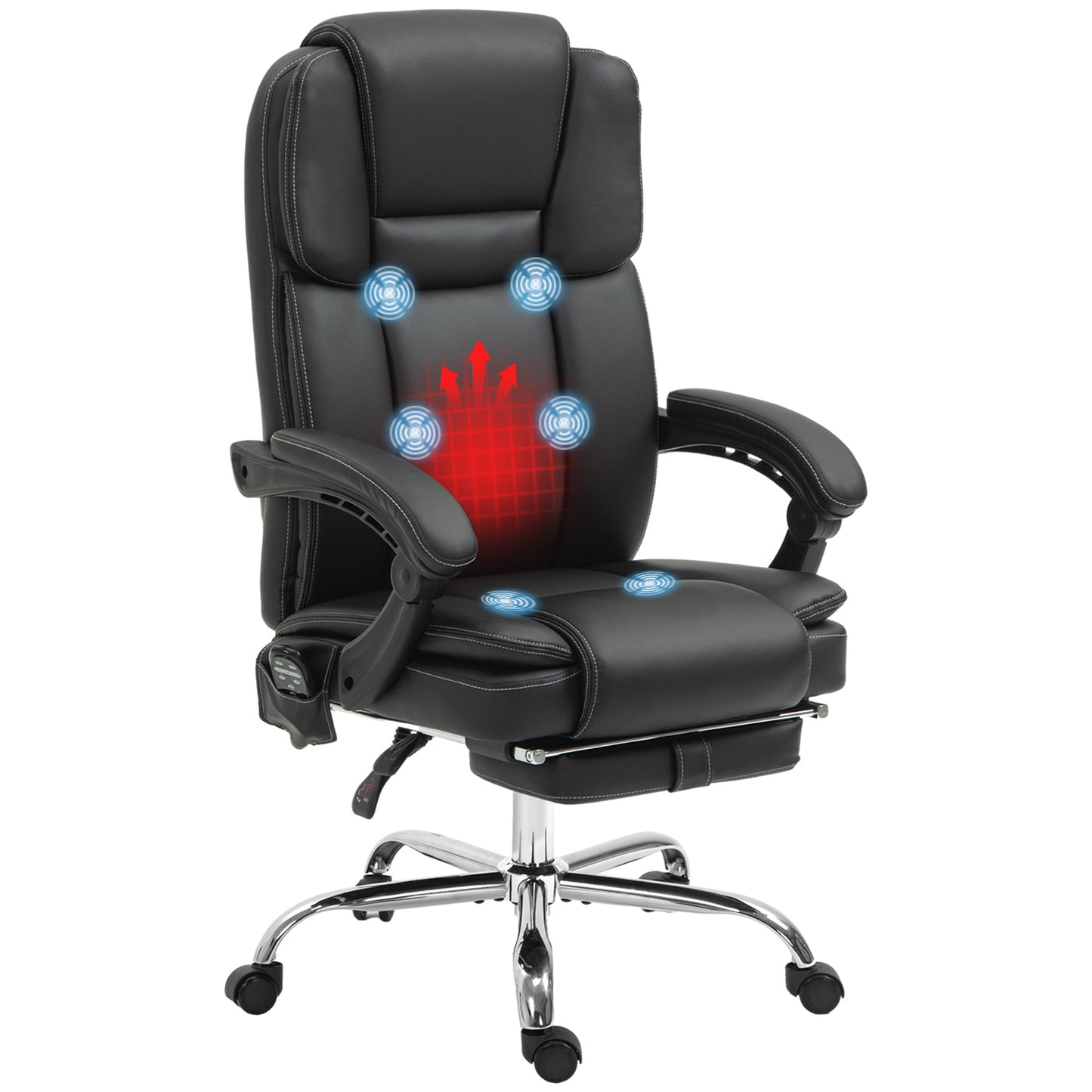 Massage Office Chair, PU Leather High Back Recliner, Black