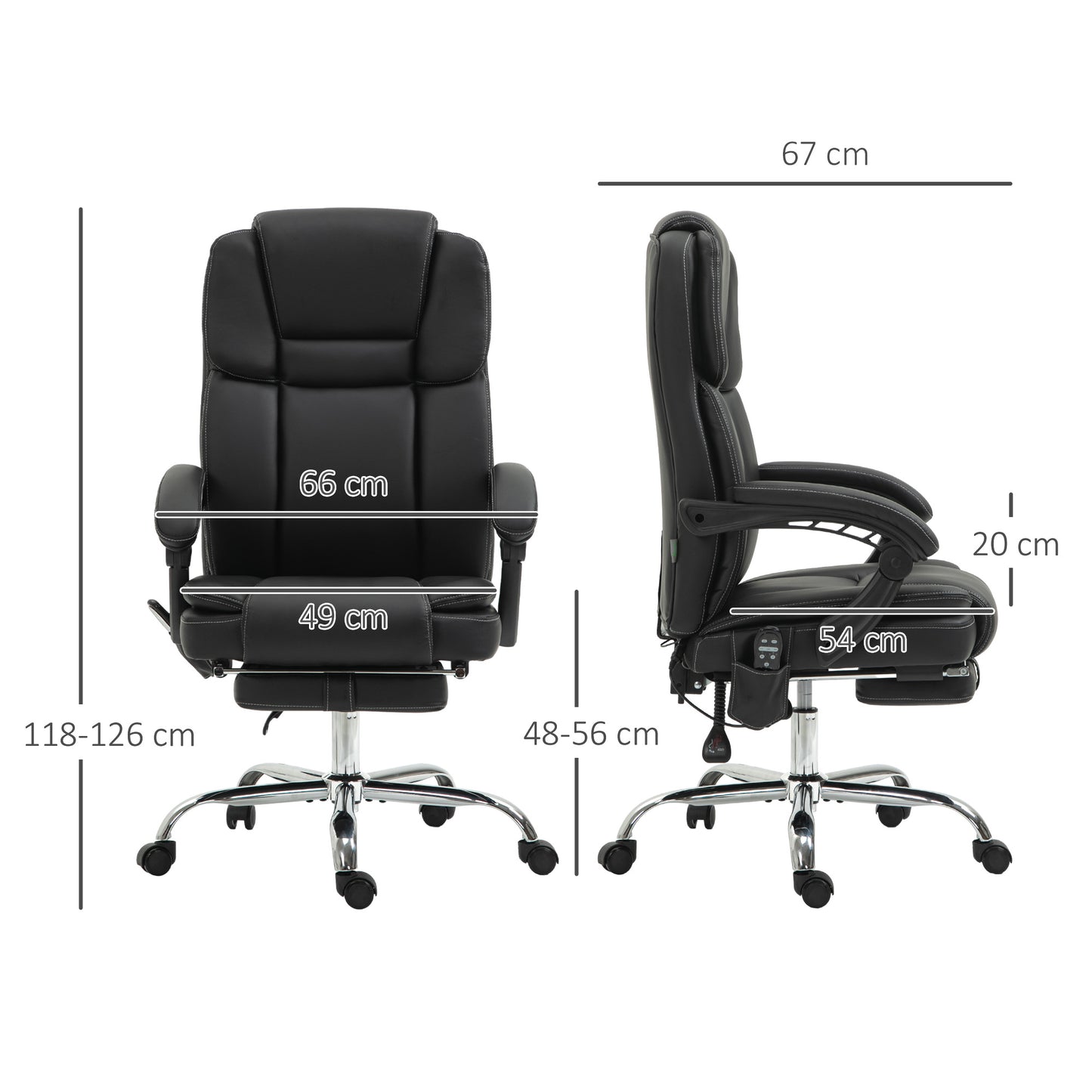 Massage Office Chair, PU Leather High Back Recliner, Black