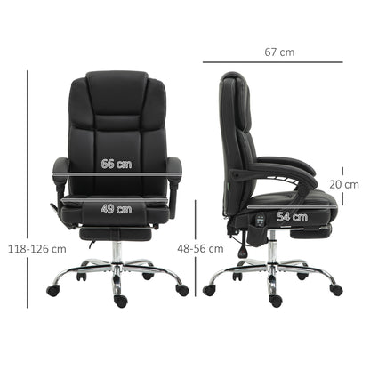 Massage Office Chair, PU Leather High Back Recliner, Black