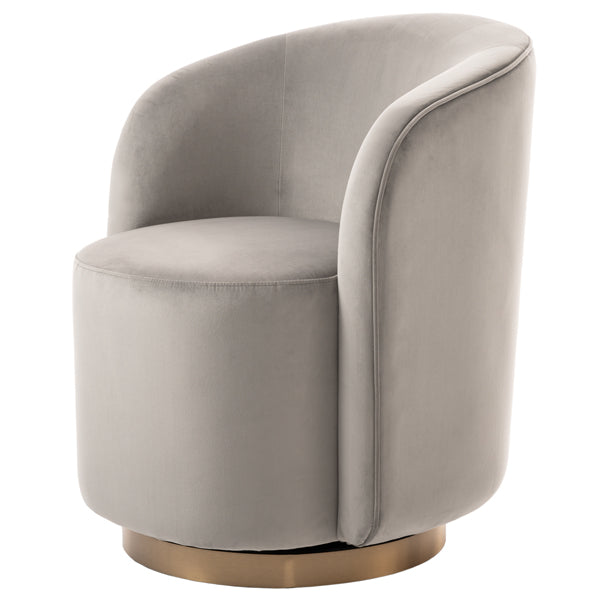 West End Swivel Dining Chair - Dove Grey - Brass Base