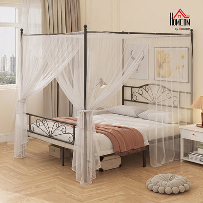 Canopy Bed Frame King Size, Metal Platform Bed Frame, Black