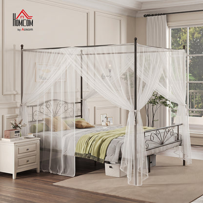Canopy Bed Frame King Size, Metal Platform Bed Frame, Black