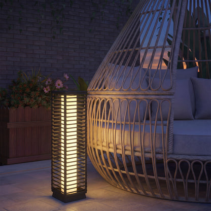 Garden Rattan Lamp, 68 cm Solar Rattan Floor Lamp with Auto On/Off