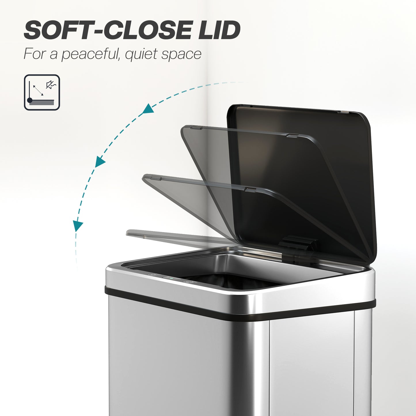 Kitchen Bin with Fast Motion Sensor, 50L Stainless Steel Sensor Bin