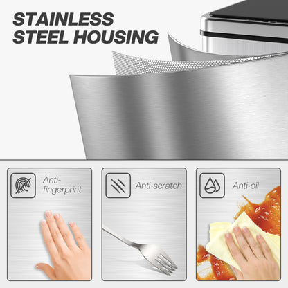 Kitchen Bin with Fast Motion Sensor, 50L Stainless Steel Sensor Bin