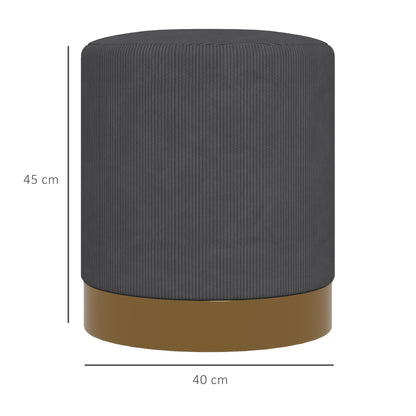 Modern Round Footstool, Fabric Upholstered Foot Rest, Charcoal Grey
