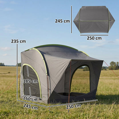Car Tent, 3000mm Waterproof Tailgate Tent, 250 x 245 x 235 cm with Mesh Windows and Storage Bag, Quick Setup Trunk SUV Boot Shelter for Family Camping Travelling Outdoor Activities