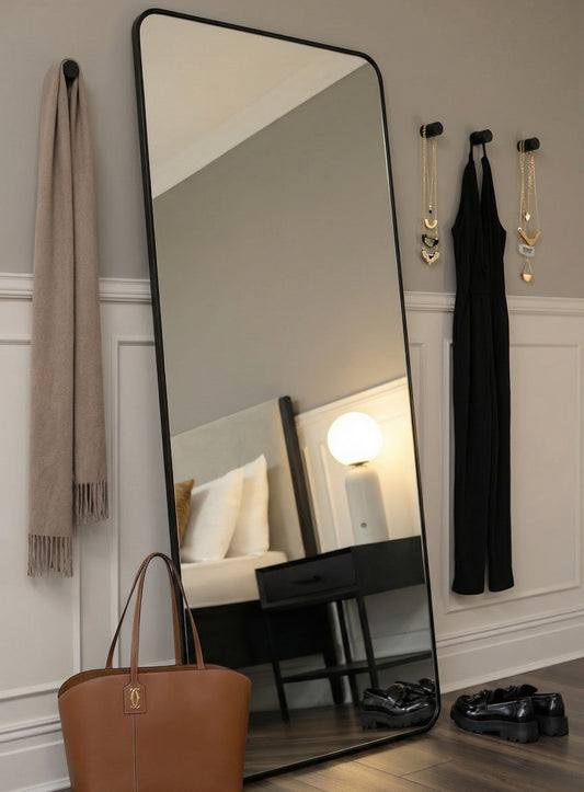 Alana Extra Large Leaning Mirror - Matt Black