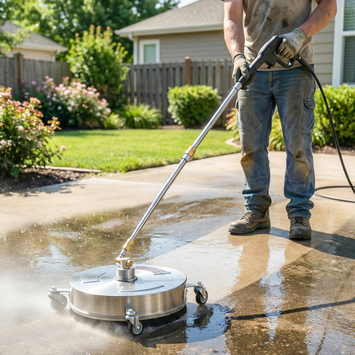 13" Pressure Washer Surface Cleaner with 4 Wheels