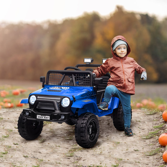 Kids Ride On Car, 12V Electric Truck w/ Suspension - Blue