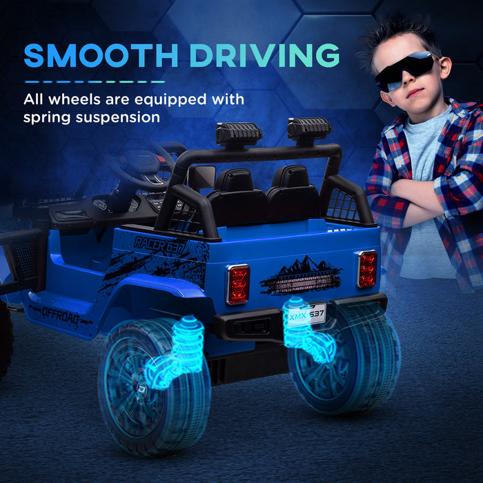 Kids Ride On Car, 12V Electric Truck w/ Suspension - Blue