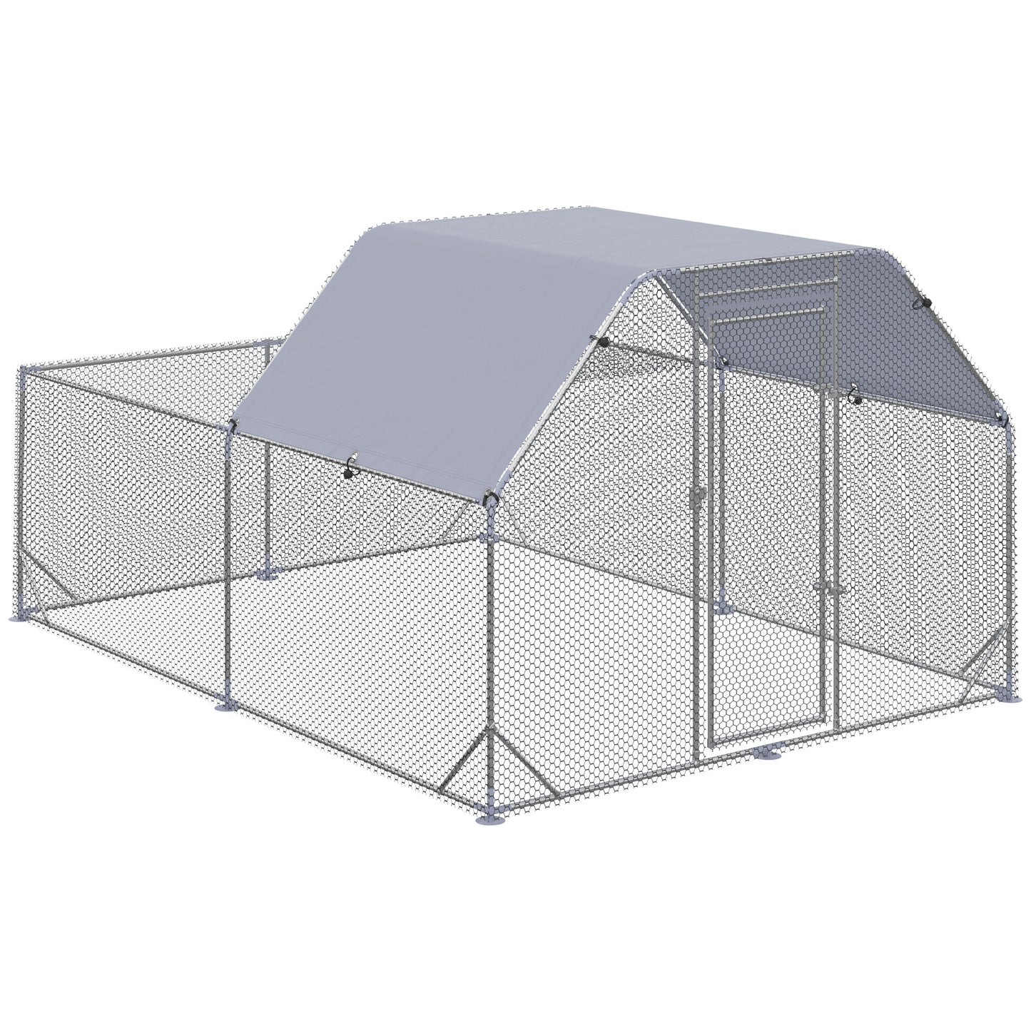 Rabbit Cage with Water Bottle, Wheels, Plastic Slide-Out Tray - Dark Grey