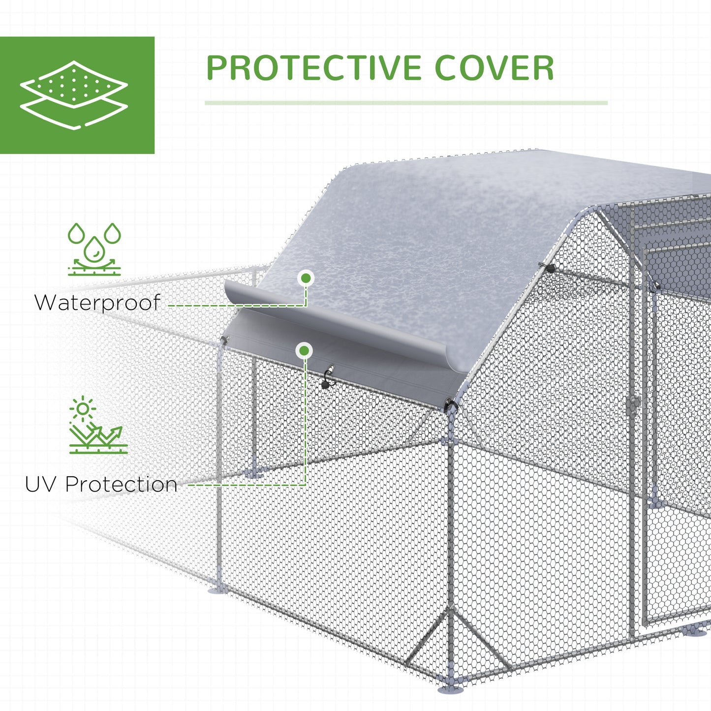 Rabbit Cage with Water Bottle, Wheels, Plastic Slide-Out Tray - Dark Grey