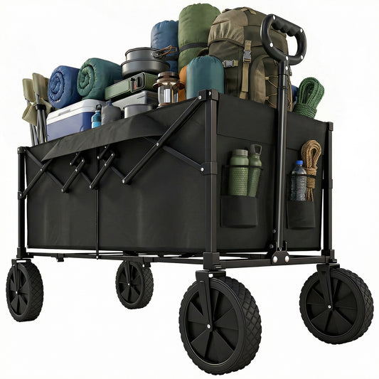 95L Foldable Festival Trolley on Wheels, Black