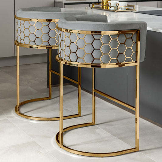 Alveare Counter Stool Brass - Dove Grey