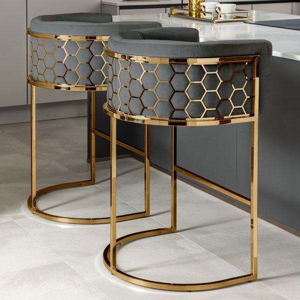 Alveare Counter Stool Brass - Smoke