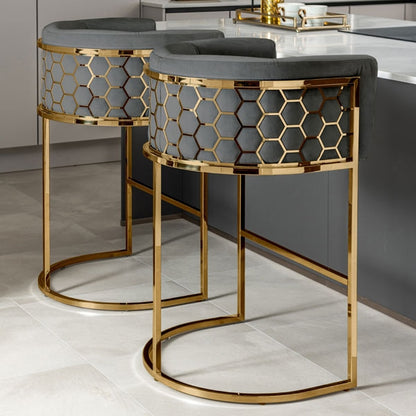 Alveare Counter Stool Brass - Smoke