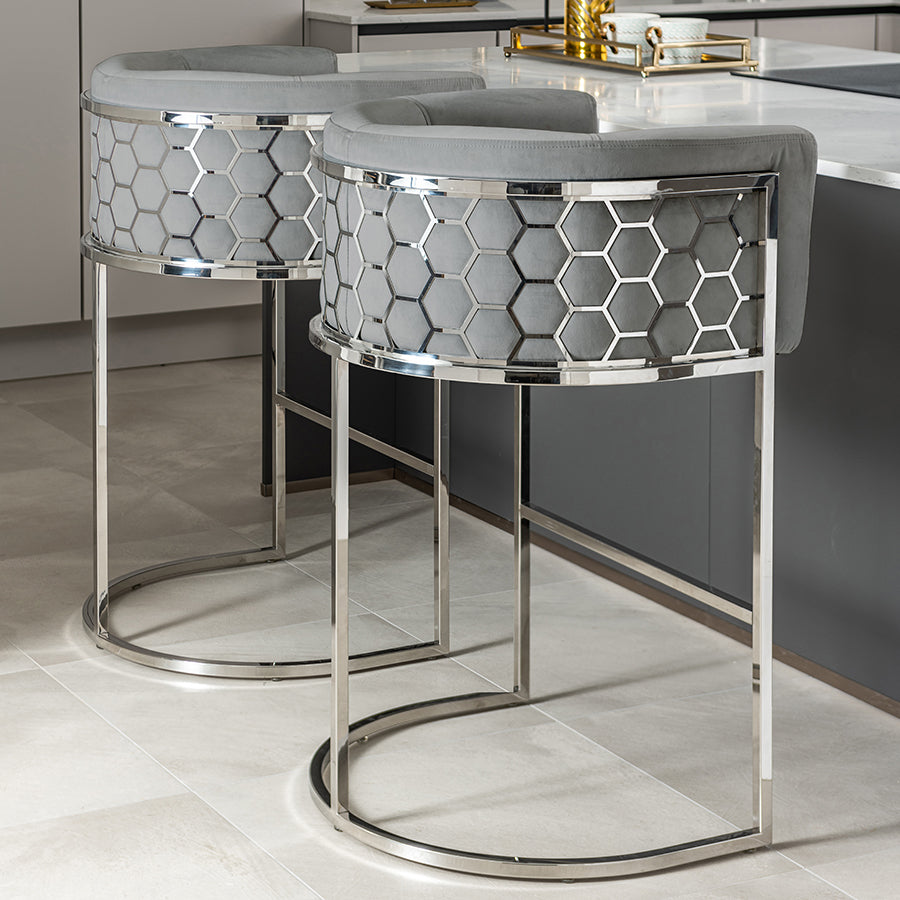 Alveare Counter Stool Silver - Dove Grey