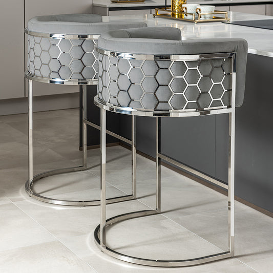 Alveare Counter Stool Silver - Dove Grey