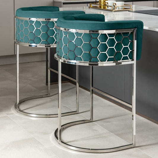 Alveare Counter Stool Silver - Peacock