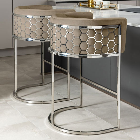 Alveare Counter Stool Silver - Taupe