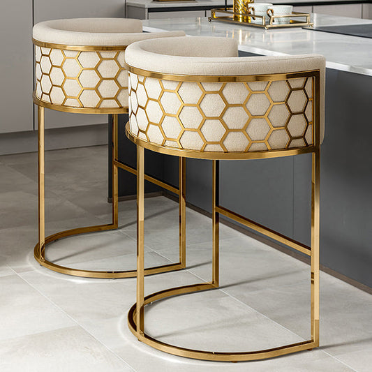 Alveare Counter Stool Brass - Light Taupe