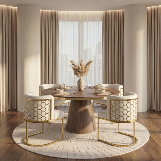 Alveare Dining Chair Brass - Chalk
