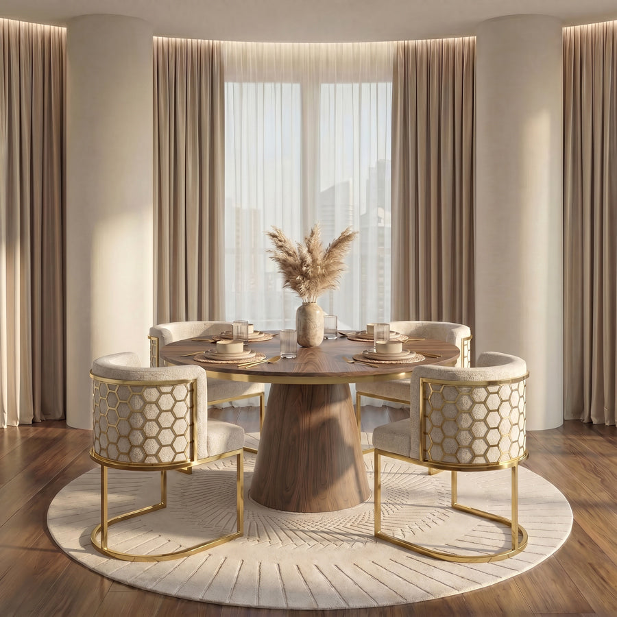 Alveare Dining chair Brass - Light Taupe