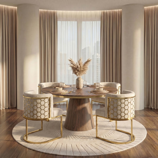 Alveare Dining chair Brass - Light Taupe