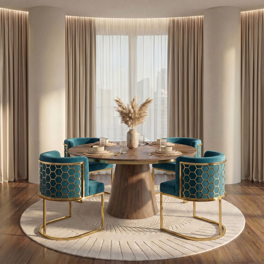 Alveare Dining chair Brass - Peacock