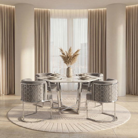 Alveare Dining Chair Silver - Dove Grey