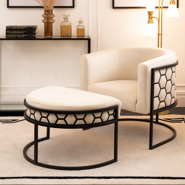 Alveare Footstool Black - Chalk