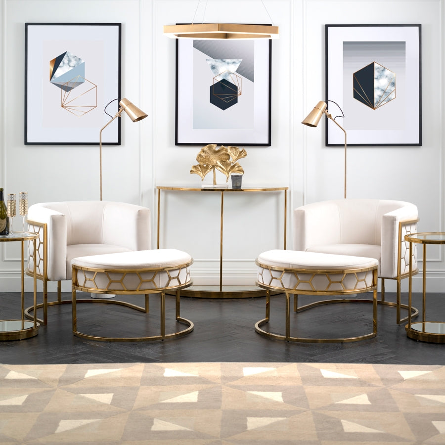 Alveare Footstool Brass - Chalk