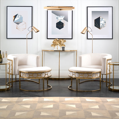 Alveare Footstool Brass - Chalk