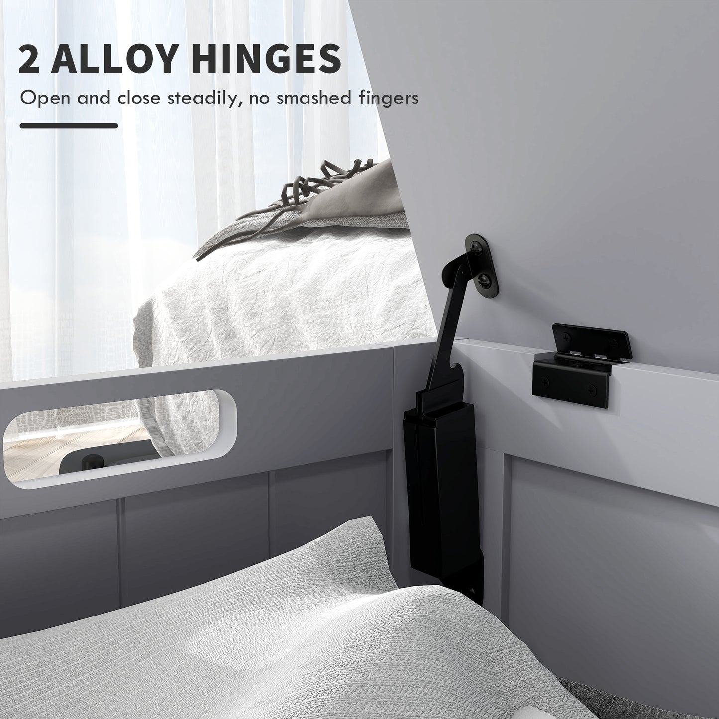 Storage Chest with 2 Safety Hinges, Storage Bench for Living Room