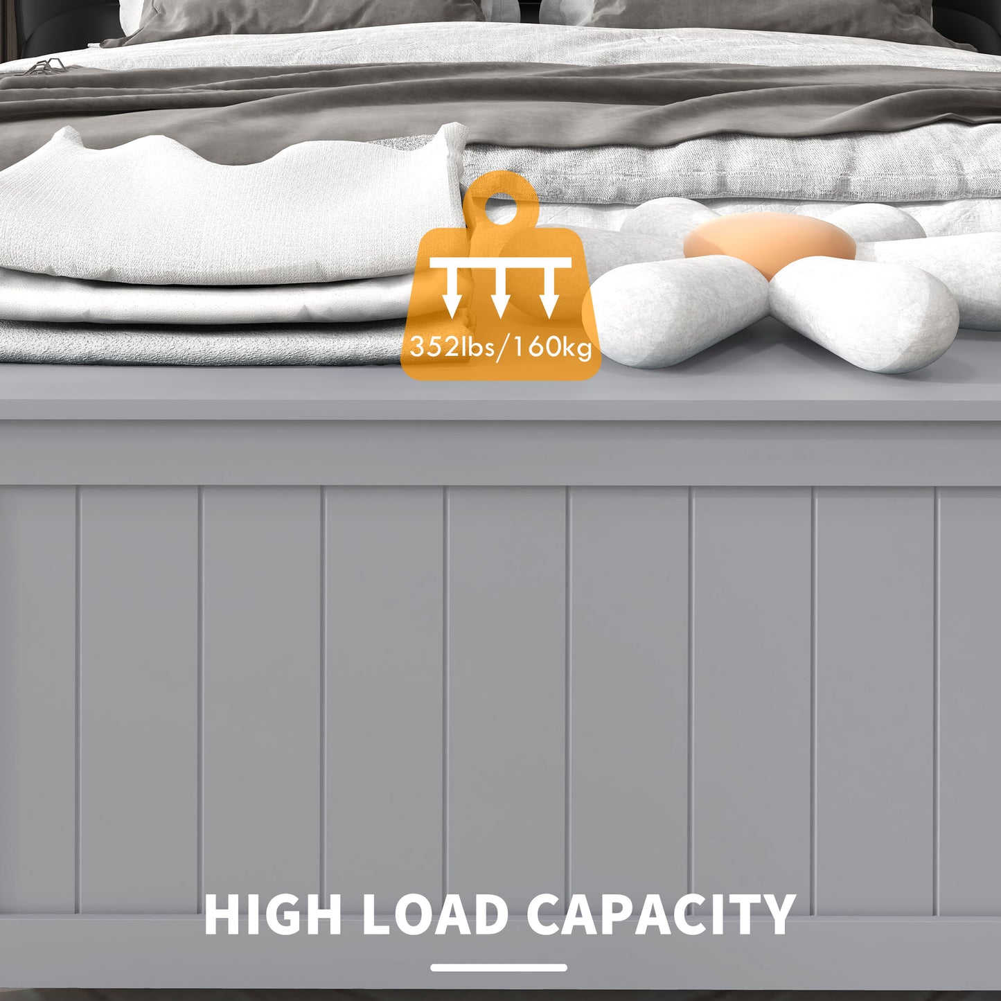 Storage Chest with 2 Safety Hinges, Storage Bench for Living Room