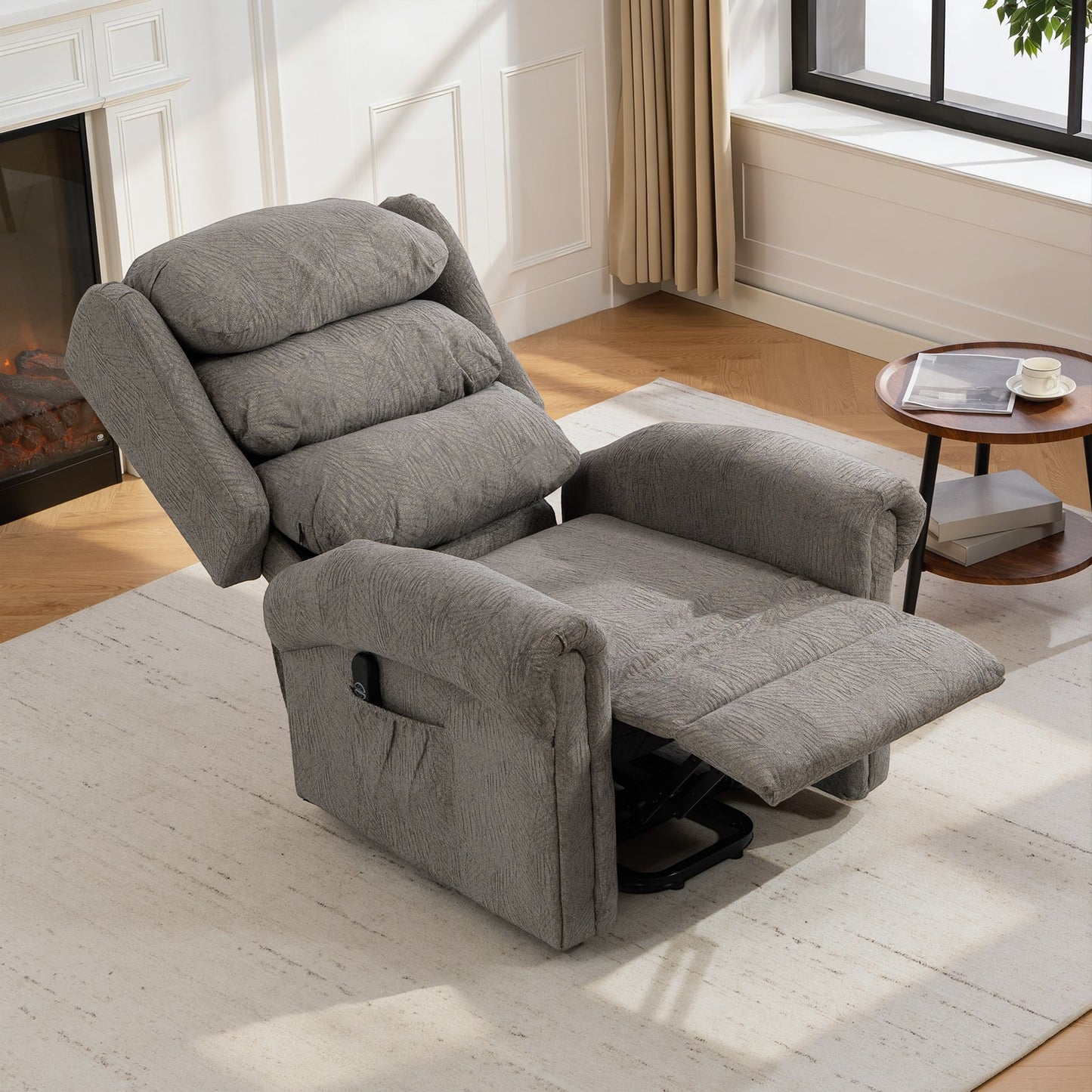 Power Lift Recliner Chair for Elderly with Remote Control, Dark Grey