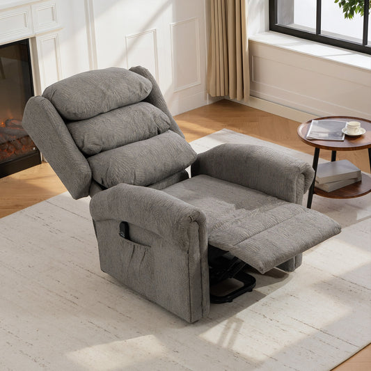 Velvet Electric Riser Recliner Chair with Remote Control, USB Port and Side Pockets - Dark Grey