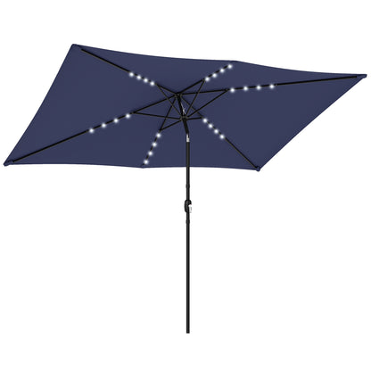 3 x 2 m Garden Parasol Umbrella with Light, Outdoor Patio Umbrella