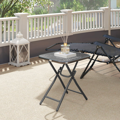 Folding Garden Table Square Foldable Table with Safety Buckle Black