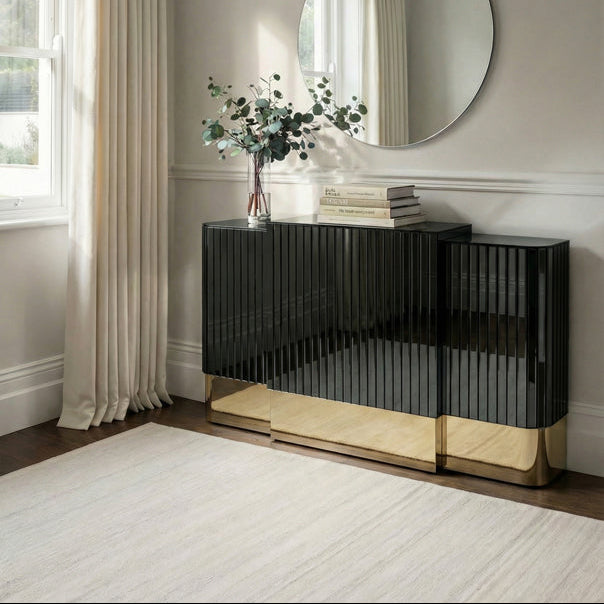 Anastasia Adjustable Black Glass Radiator Cover