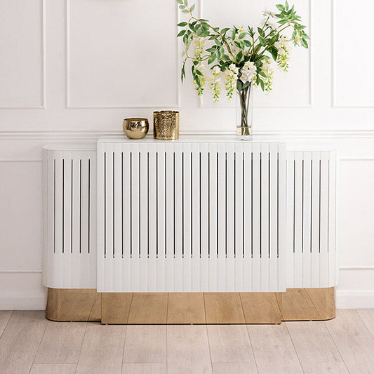 Anastasia Adjustable White Glass Radiator Cover - Brass