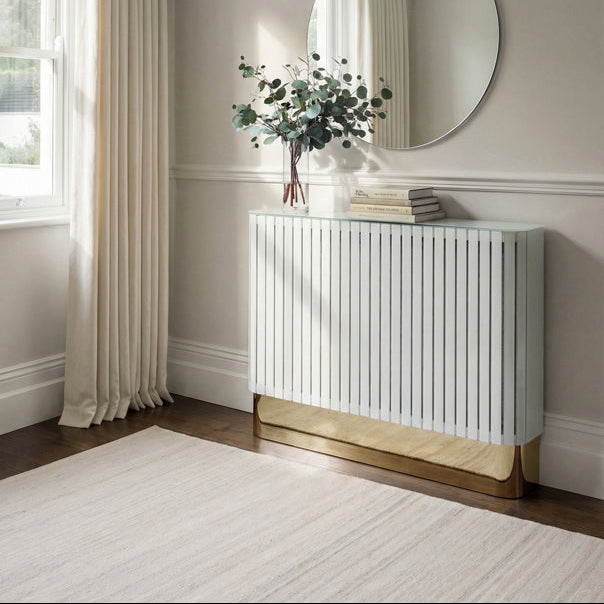Anastasia White Glass Radiator Cover - Brass