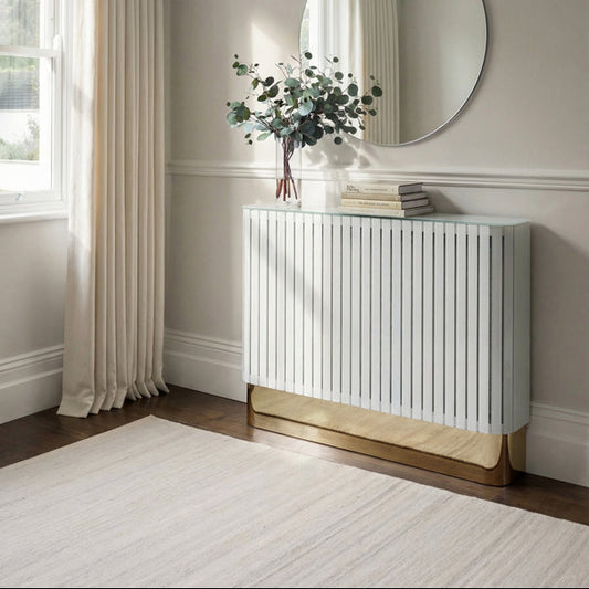 Anastasia White Glass Radiator Cover - Brass