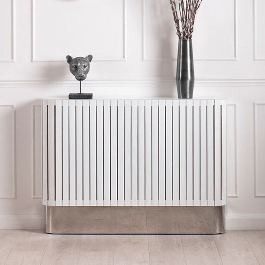 Anastasia White Glass Radiator Cover- Silver