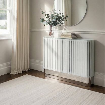 Anastasia White Glass Radiator Cover- Silver