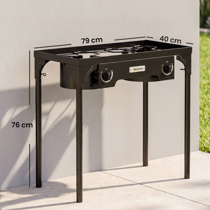 150,000 BTU Double Burner Camping Stove with Detachable Legs Black