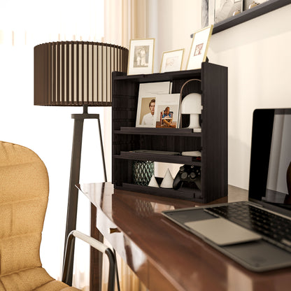 4-Tier Desktop Organiser with Cable Management for Stationery Dark Brown